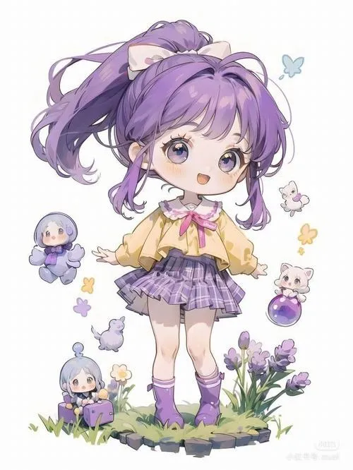 Từ tím pastel đến tím khói, ảnh chibi nữ màu tím đổi mood nhanh hơn bạn nghĩ