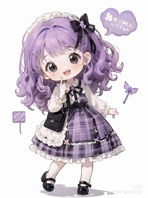 Ảnh chibi nữ màu tím kiểu lavender giúp gương mặt nhân vật trông hiền và sáng hơn