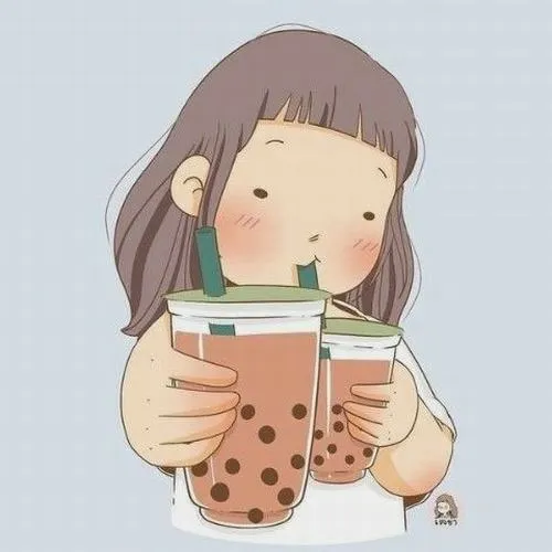 50+ Ảnh Chibi Uống Trà Sữa cute với ống hút to topping đầy ly cực chân thật