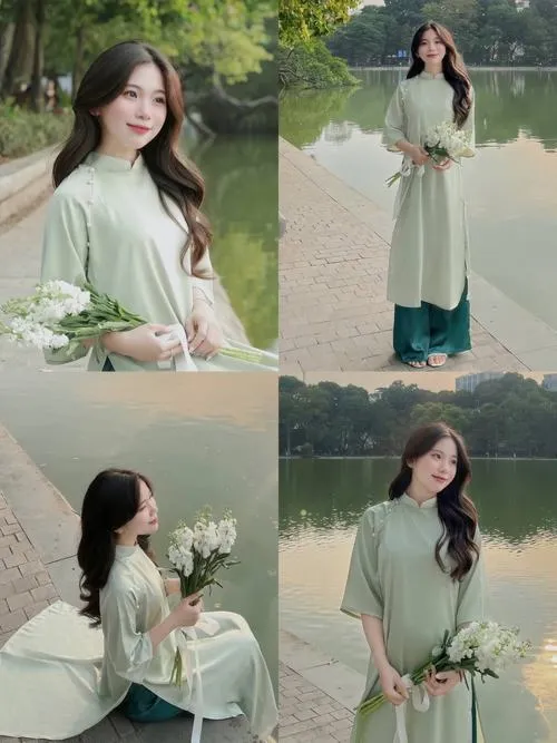 Tạo dáng ảnh áo dài và cảm giác dịu lại của nhịp sống