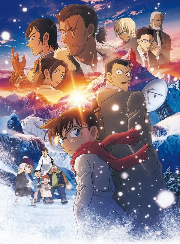 Kogoro và Yamato Kansuke cùng xuất hiện, ánh phản quang tuyết làm gương mặt căng thẳng