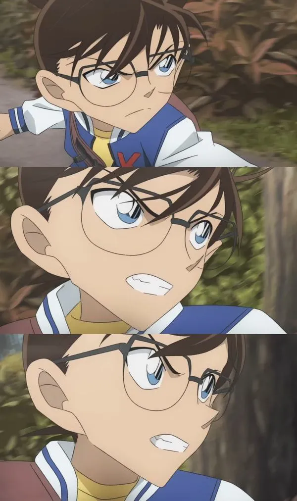 Conan lao tới trên nền băng tuyết, mũi trượt cắt gió, cảm giác tốc độ rất rõ