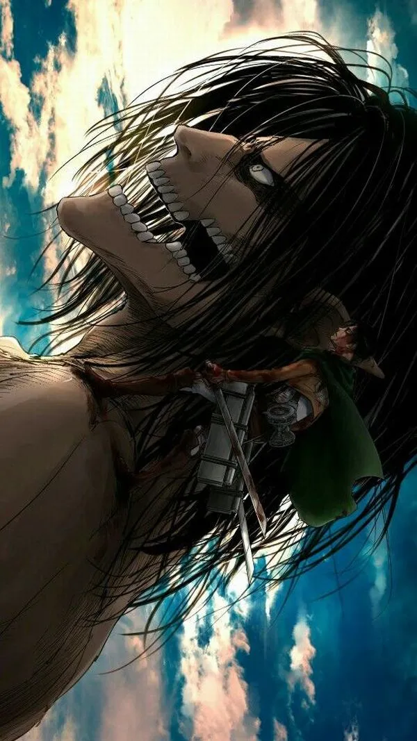 Hình Attack on Titan cận cảnh gương mặt đau đớn, nước mắt và vệt bẩn làm cảm xúc nặng mà thật
