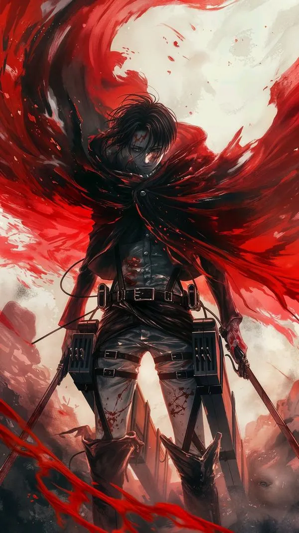 Ảnh nền Mikasa Ackerman tối giản, ánh mắt kiên định giữa gió bụi hậu tận thế