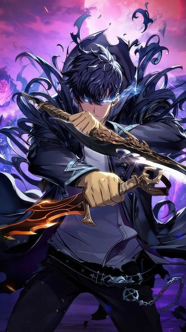 Ảnh anime Shingeki no Kyojin Levi tông tím lạnh, kiếm kéo dài, dáng ngồi gọn mà sát khí