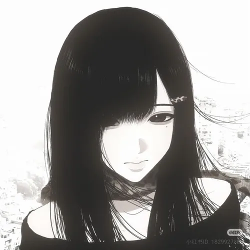 Nhân vật nữ anime trắng đen mang thần thái bí ẩn