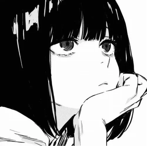 Hình đại diện anime đen trắng thể hiện nét vẽ tinh tế