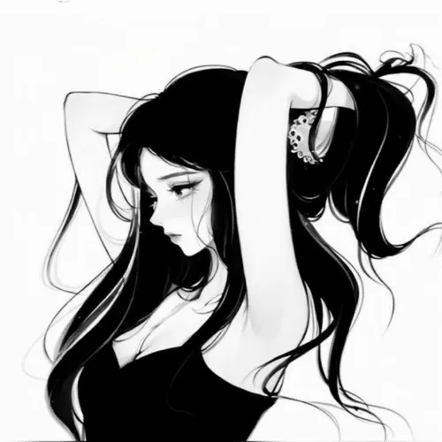 Nhân vật nữ anime trắng đen truyền chiều sâu nội tâm