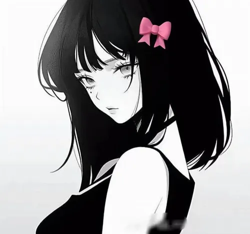 Ảnh đại diện anime đen trắng giữ bố cục khuôn mặt cân đối