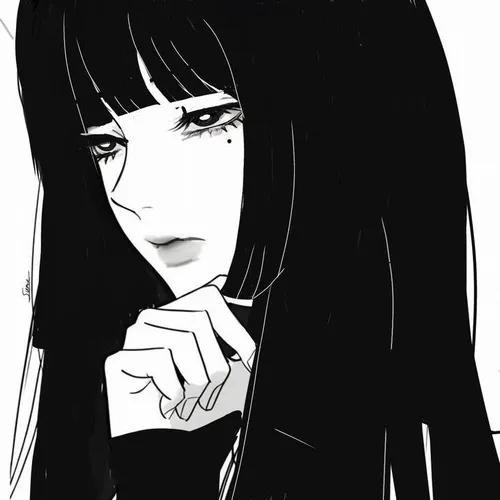 Avatar anime nữ đen trắng thể hiện nội tâm mạnh mẽ và sâu sắc