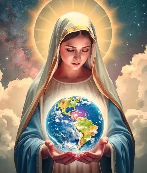 Ảnh Đức Mẹ đặt trên bàn thờ gợi thiêng liêng