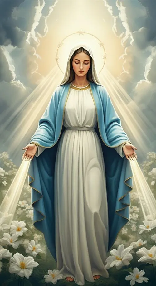 Vầng sáng ôm khuôn mặt hiền đầy thánh thiện