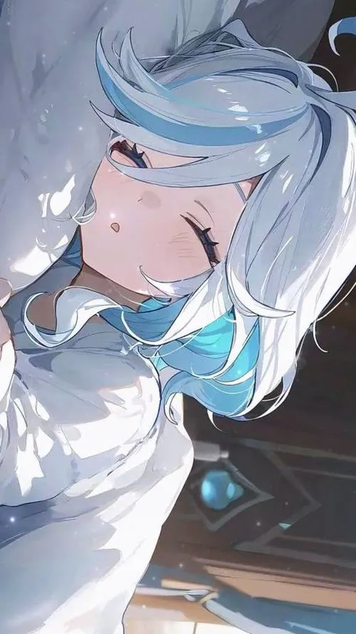 Minh hoạ Furina đáng yêu cho sticker, biểu cảm đa dạng, má hồng rõ, nét viền sạch.