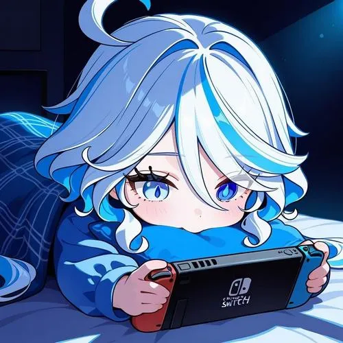 Hình Furina đầu to dễ thương, viền mảnh, chuyển sắc nhẹ, hợp gu tối giản hiện đại.