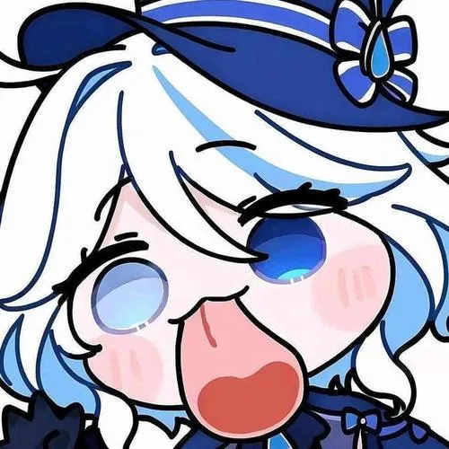 Ảnh Furina phong cách chibi với highlight mắt rõ, tóc bồng, bố cục sạch, nhìn rất tươi.