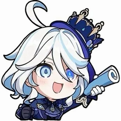 Minh hoạ Furina đáng yêu anime, bố cục gọn, điểm nhấn ở mắt và má, nhìn phát thích.