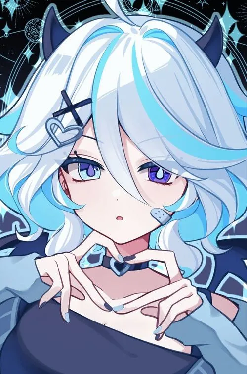 Tranh Furina tí hon tô phẳng gọn, viền mảnh, má hồng vừa, phù hợp làm icon cá nhân.