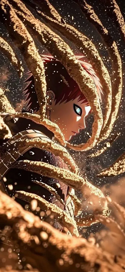 Bộ ảnh Gaara Kazekage Đệ Ngũ, áo choàng gọn gàng, khí chất thủ lĩnh Làng Cát rõ rệt.