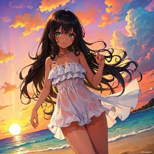 Gái anime gợi cảm phối màu sắc tạo cảm xúc nhẹ