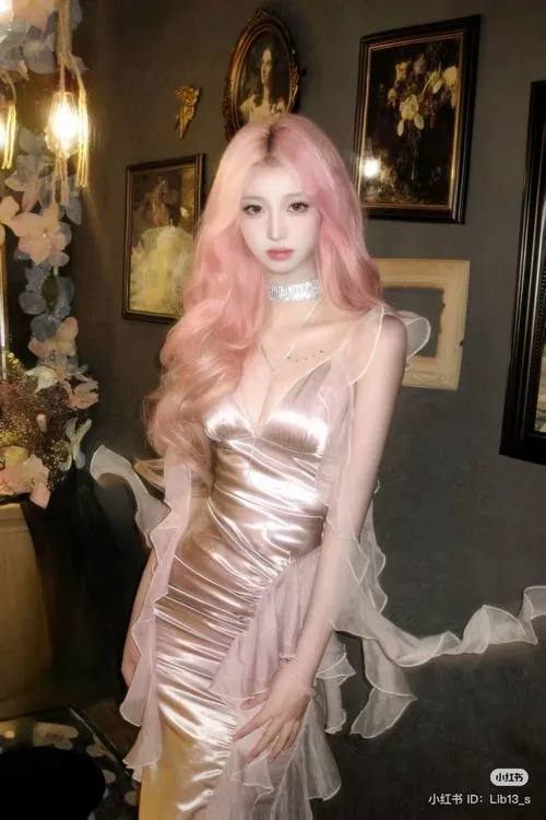 Look gồm trang phục và makeup hài hòa pinky