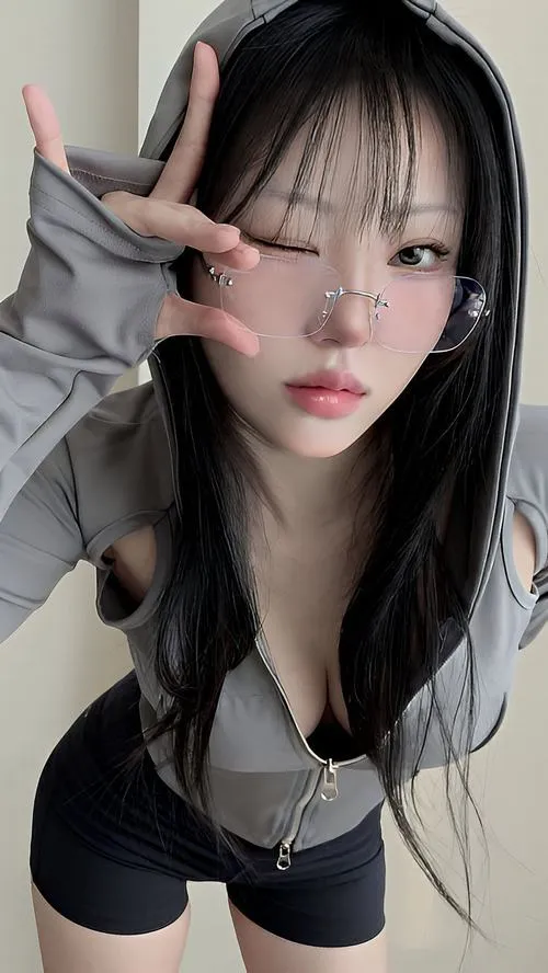 Hot girl lạnh lùng kết hợp tóc và kiểu tạo dáng với kính