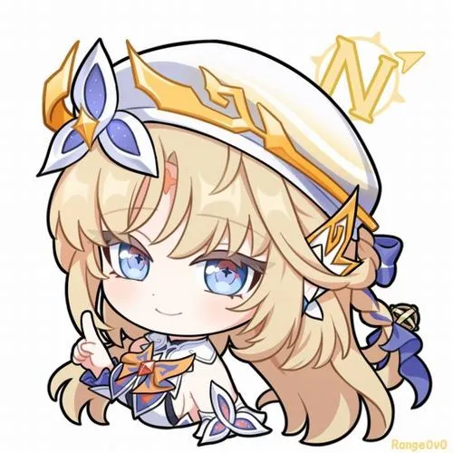 Hình Lumine chibi đội vương miện nhỏ, mắt xanh sáng, bố cục gọn, hợp avatar.