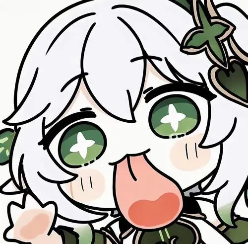 Ảnh Nahida chibi nét tối giản, mắt xanh to, đường bo tròn, hợp làm avatar nhẹ.