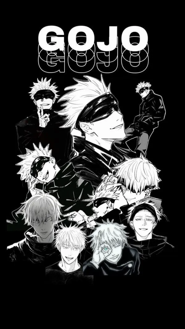 Tấm ảnh Gojo băng bịt mắt, tóc rối nhẹ, lông mày nhíu, nét vẽ tay nhìn rất thật.