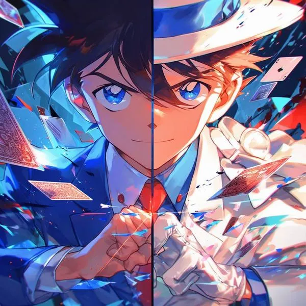 Hình nền Conan chạy cùng ván trượt, nền trời xanh, dáng nhanh gọn, cảm giác tự do mà chắc