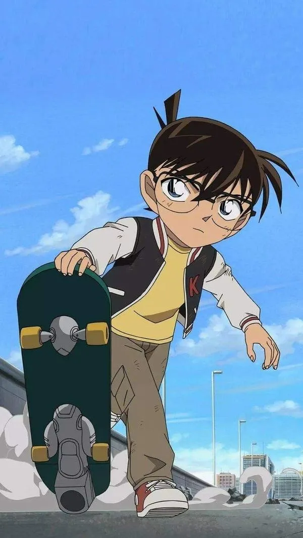 Ảnh fanart Kudo Shinichi dạng trẻ con dưới trời sao, bóng lưng cô độc, vibe lạnh và sâu