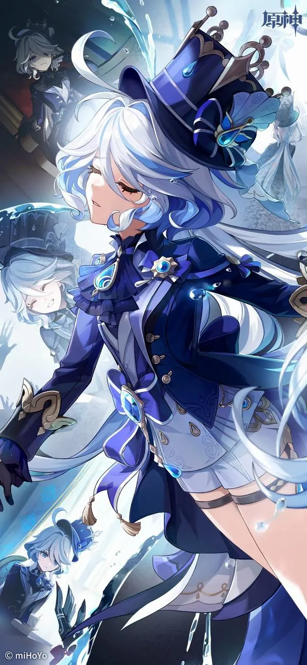 Ảnh fanart Eula 4K tông xanh băng, nét mềm, nền sạch, hợp màn hình khóa tối giản.