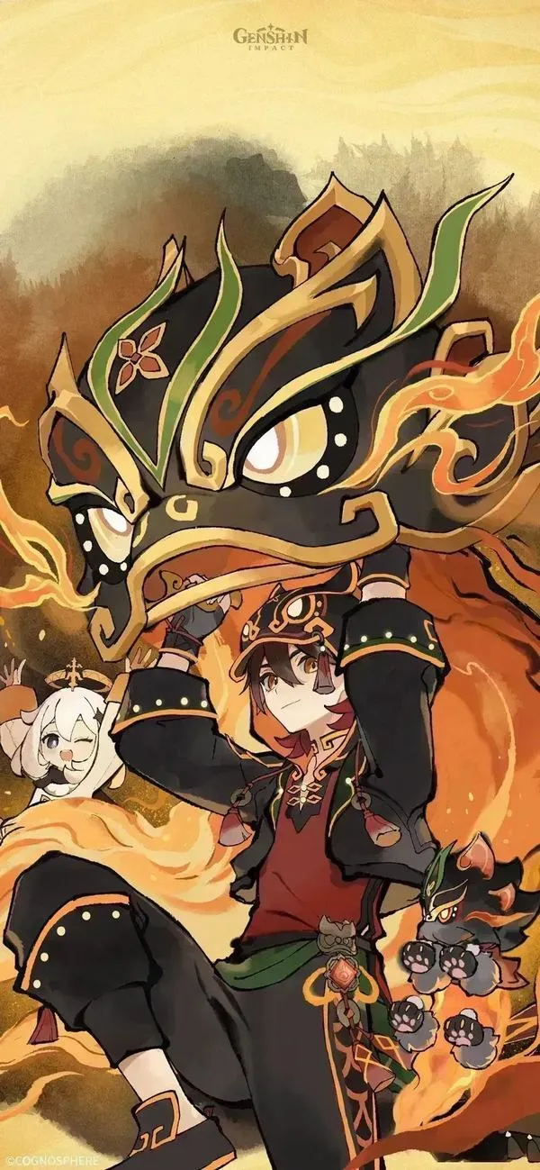 Ảnh nền Gaming phối màu nham vàng, họa tiết mạnh, bố cục dọc gọn, hợp android.