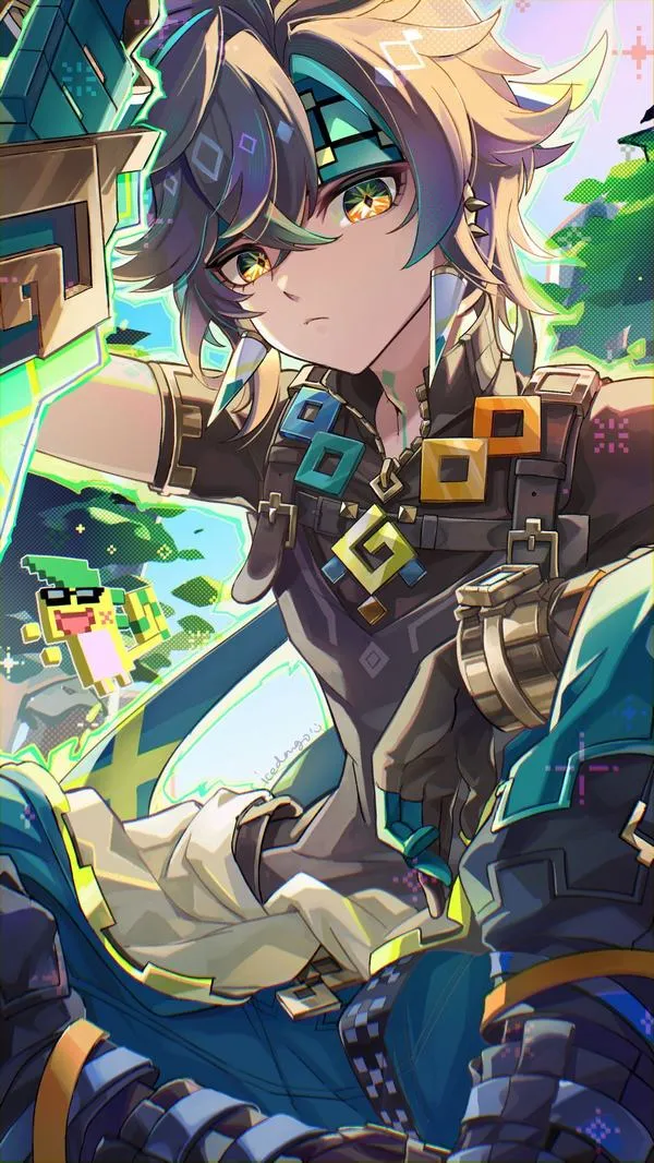 Ảnh đẹp Venti tông xanh vàng, vibe tự do, bố cục dọc gọn, hợp hình nền điện thoại.