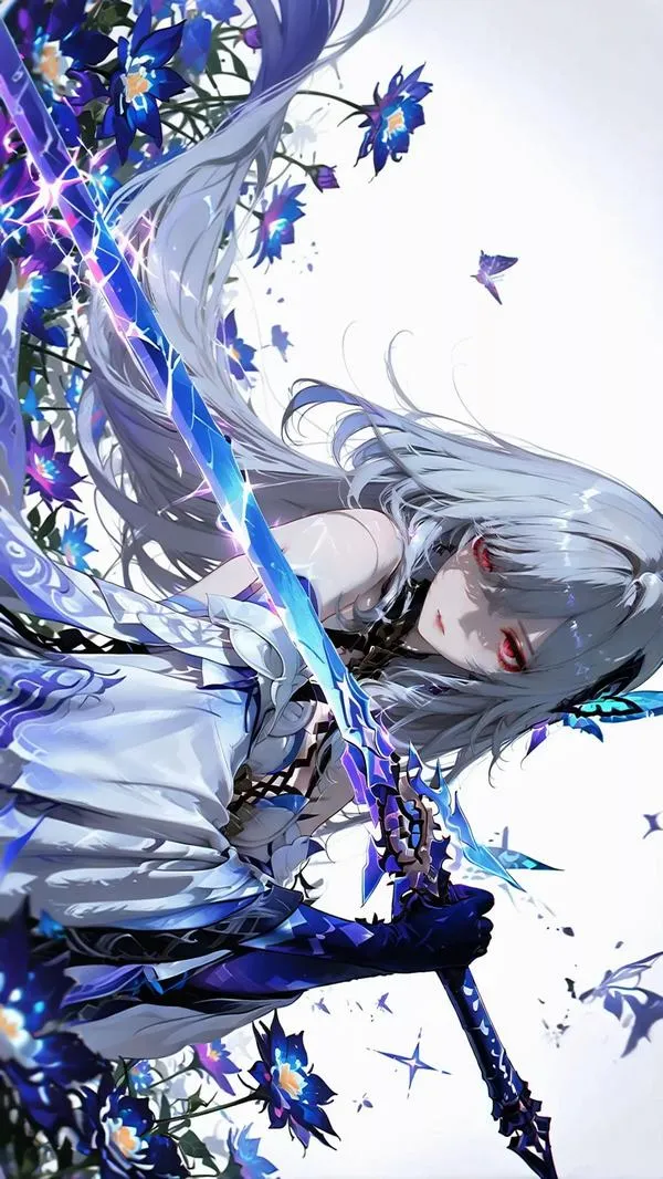 Ảnh 4K Shenhe trắng xanh, hiệu ứng băng mịn, khoảng trống đẹp, đặt widget rất gọn.