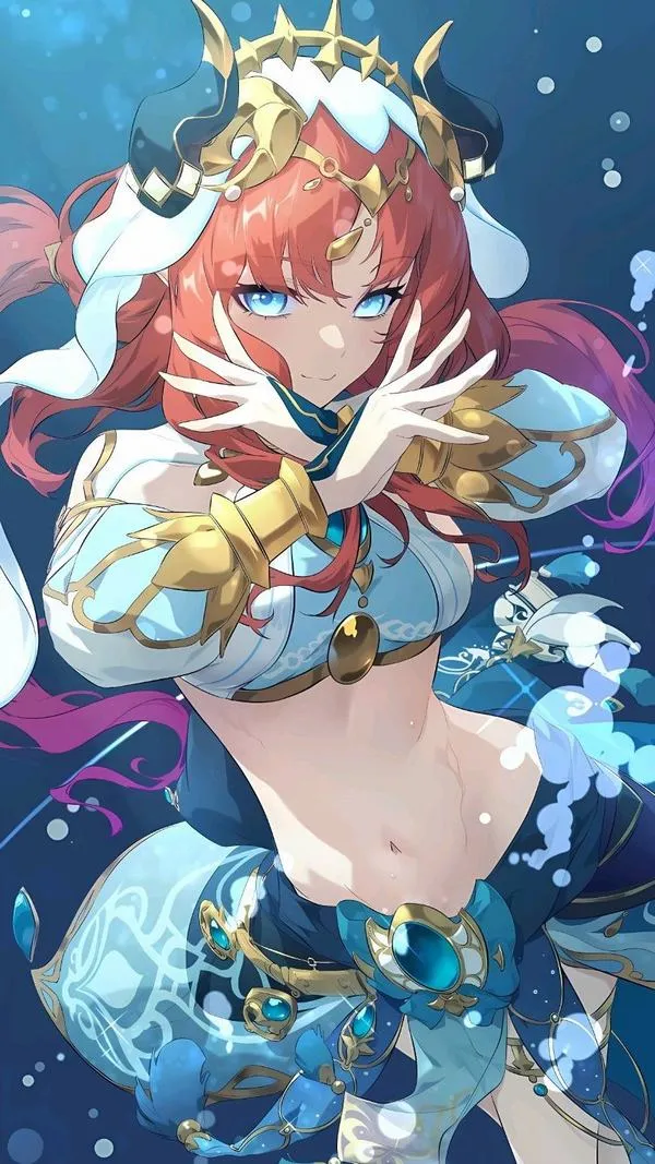 Ảnh nền Kokomi đẹp xanh ngọc, cảm giác tươi mát, chi tiết vừa đủ, icon vẫn thoáng.