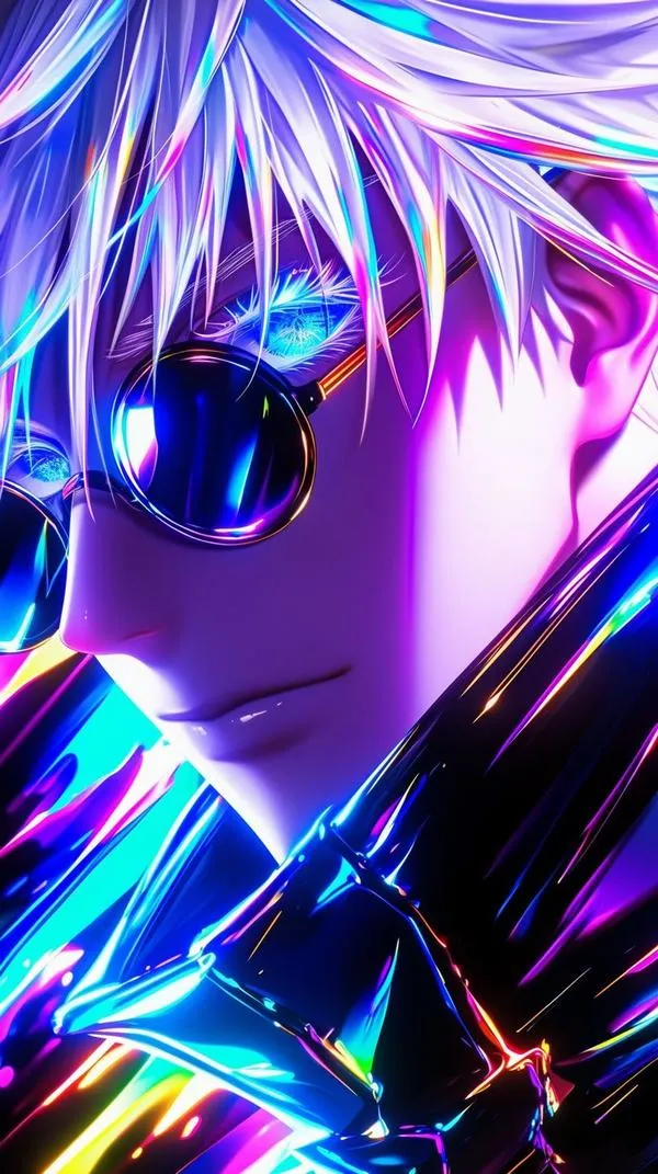 Ảnh bìa Gojo đeo kính râm, ánh tím neon quấn quanh, thần thái Thầy Năm vừa ngầu vừa sang