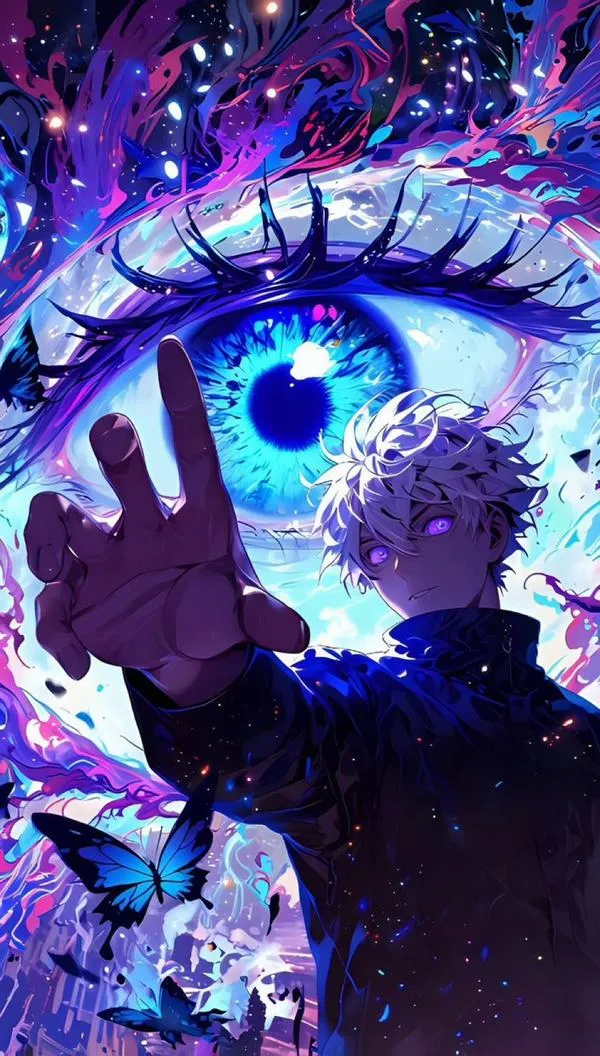 Ảnh fanart Thầy Năm trước con mắt xanh tím, bàn tay đưa lên, vibe thức tỉnh rất rõ