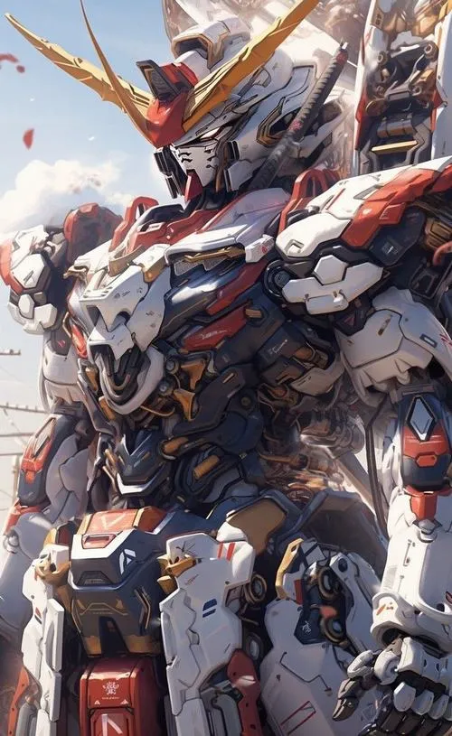 Ảnh nền Gundam qant cầm kiếm đôi, hiệu ứng bụi sáng, nền không gian mở, nhìn lâu không rối