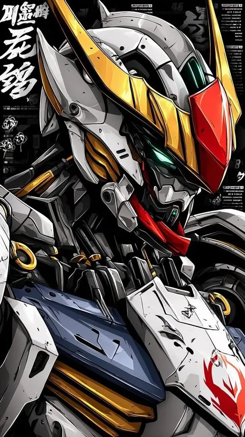 Ảnh fanart mecha tông cam, Gundam hành động, thruster cháy, tương phản cao, dễ nổi icon màn hình