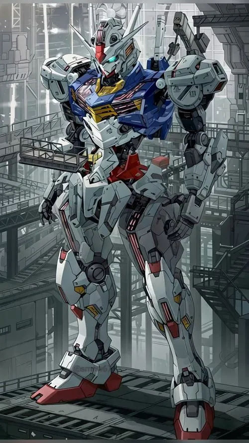 Ảnh nền mecha tông tím, Gundam chém beam kiếm, tia sáng kéo dài, nền bụi khói dày