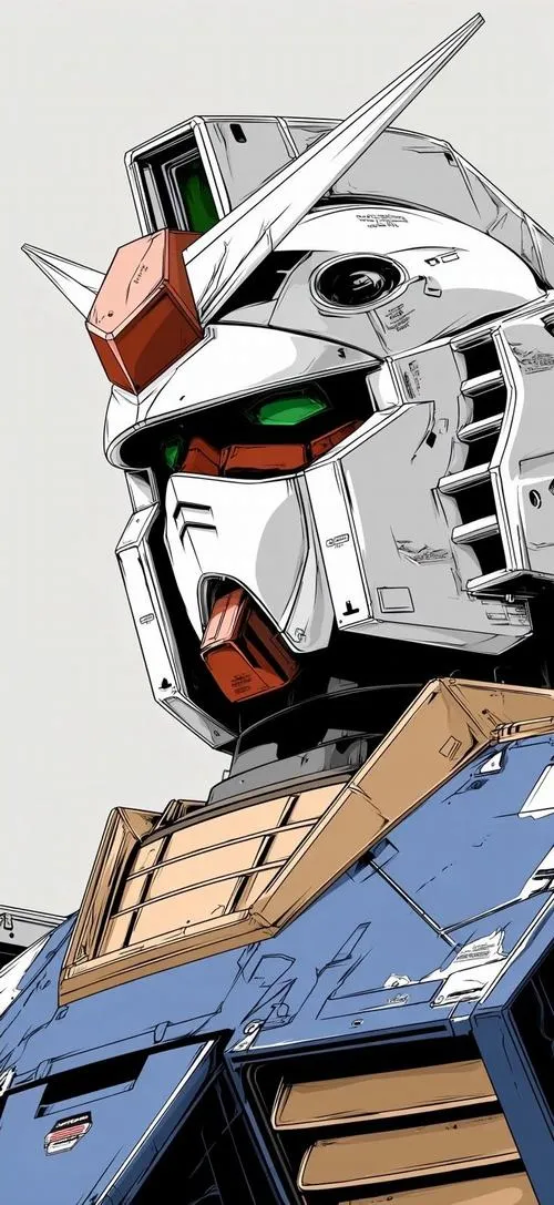 Hình nền Gundam tông tối kim loại, giáp chồng lớp, panel line dày, ánh viền đỏ rất ngầu