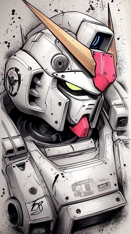 Wallpaper robot Gundam cận mặt RX-78-2, mảng giáp trầy xước, tương phản mạnh, hợp màn hình OLED