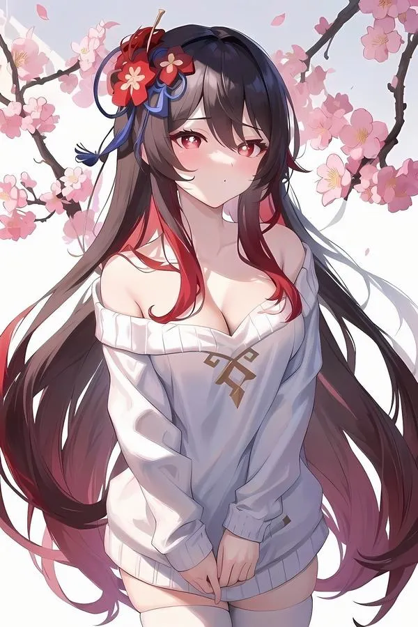 Ảnh nền Hu Tao sexy phong vị Vãng Sinh, sắc trầm tang nghi, nhưng ánh mắt vẫn tinh quái.