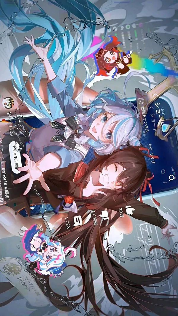 Ảnh nền Hu Tao kiểu tối giản, ít cảnh nền, tập trung mũ cổ phong và ánh nhìn hoa mận.