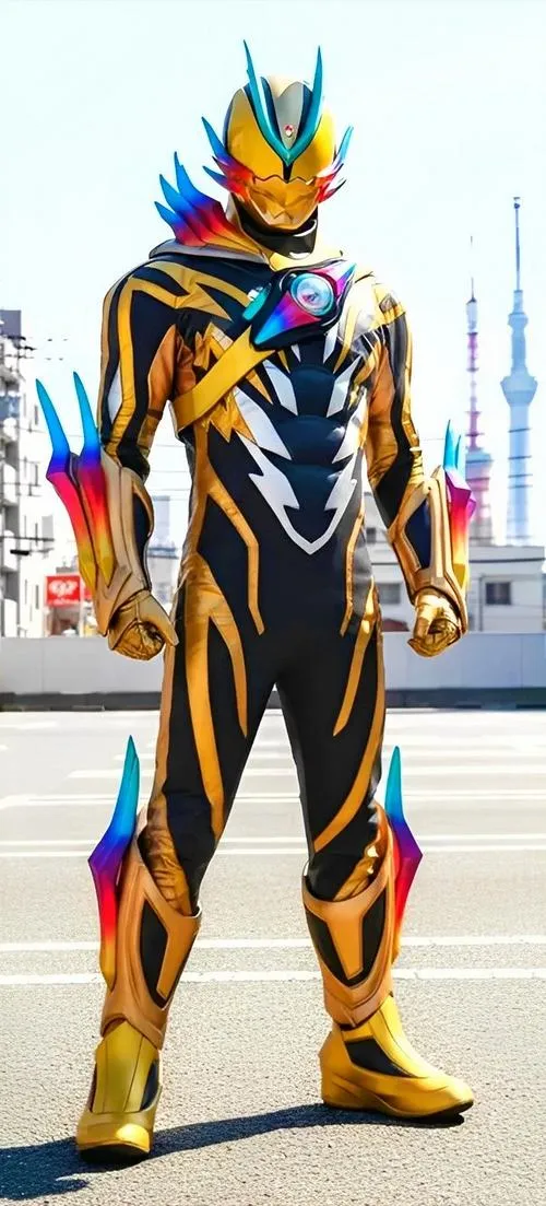 Wallpaper Kamen Rider Build bản đứng toàn thân, nền trắng sạch, hợp làm avatar và ảnh bìa