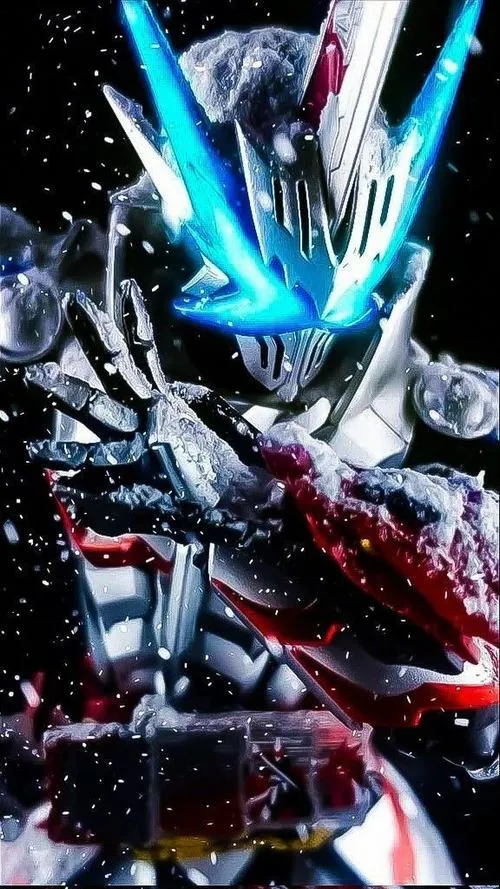 Hình nền Kamen Rider Zero-One ánh xanh lạnh, viền phát sáng rõ, bố cục trung tâm gọn mắt