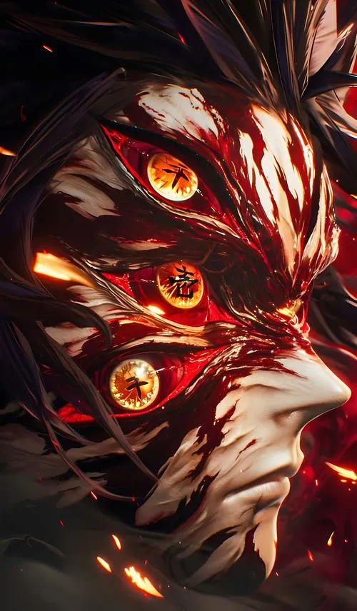 Hình đẹp góc nghiêng nửa mặt trong bóng tối, đồng tử vàng cam phát sáng như đe dọa im lặng