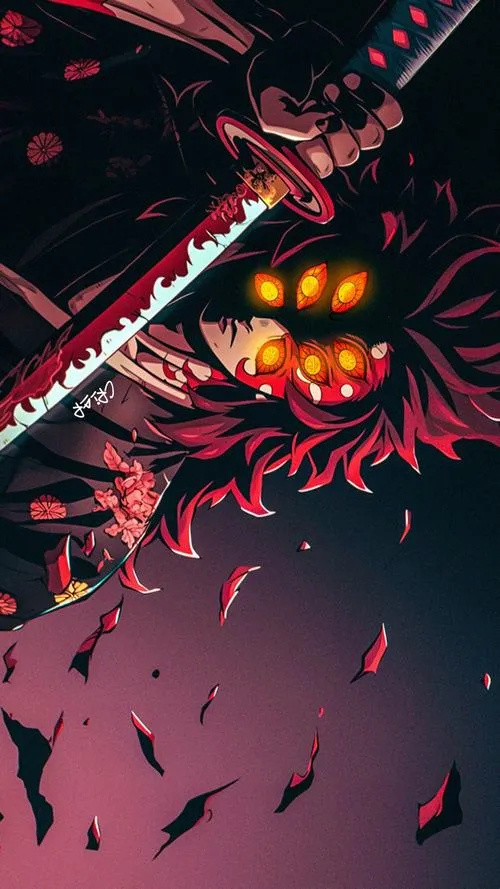 Hình nền quỷ hóa với miệng và mắt dị dạng, đỏ đen dày đặc như kiếm khí nuốt sáng