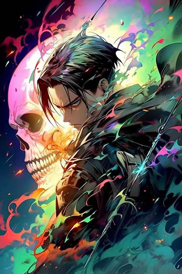 Hình anime Đội trưởng Levi phong cách màu vỡ, góc nghiêng sắc, hợp avatar ngầu và lạ