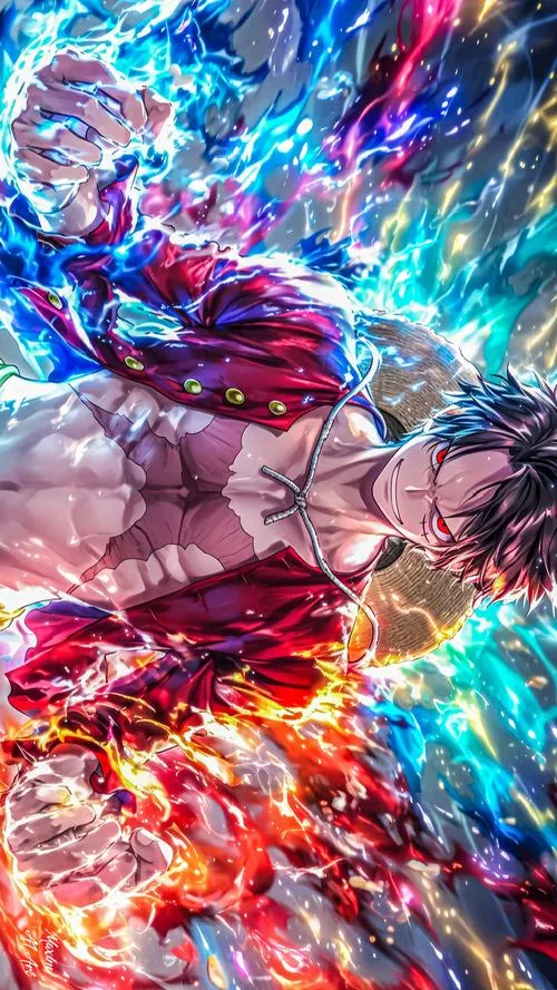 Hình ngầu hiệu ứng bùng nổ sắc màu, vệt sáng xoáy như Haki, hợp người thích nổi.